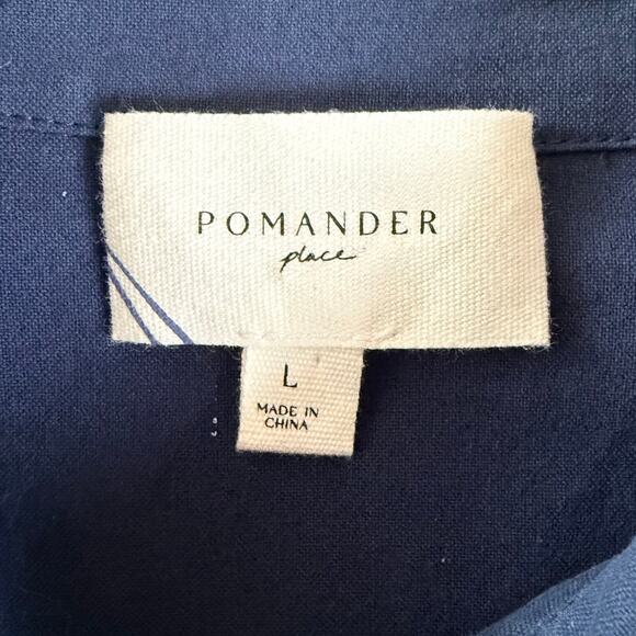 Pomander Place by Tuckernuck Navy Perkins Shirt Dress Size L Shift Mini Coastal - Picture 7 of 8